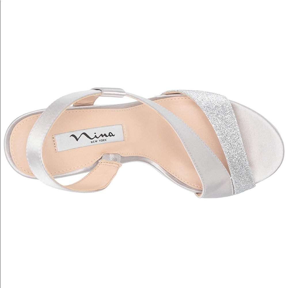 Nina Silver Satin Robina Asymmetrical Platform - Picture 7 of 8